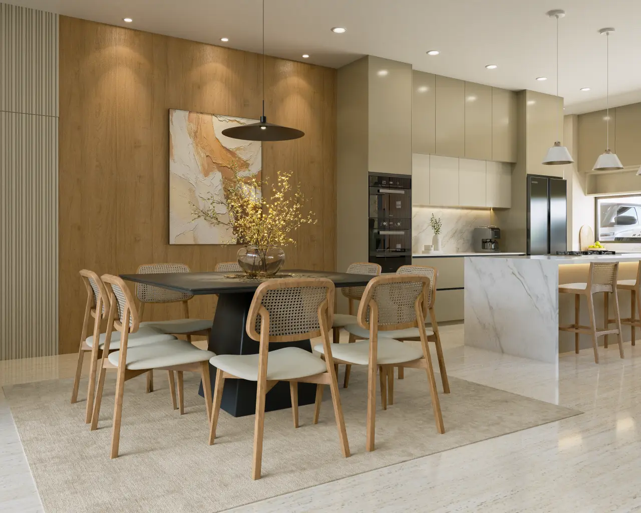 Sala y comedor abiertos al jardín