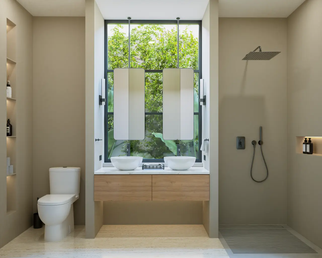 Baño con cancel de cristal
